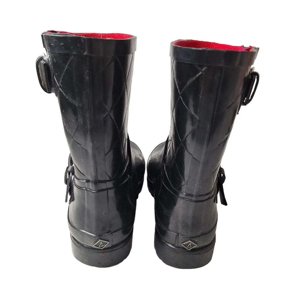 Sperry Topsider Falcon Rubber Black Rain Boots‎